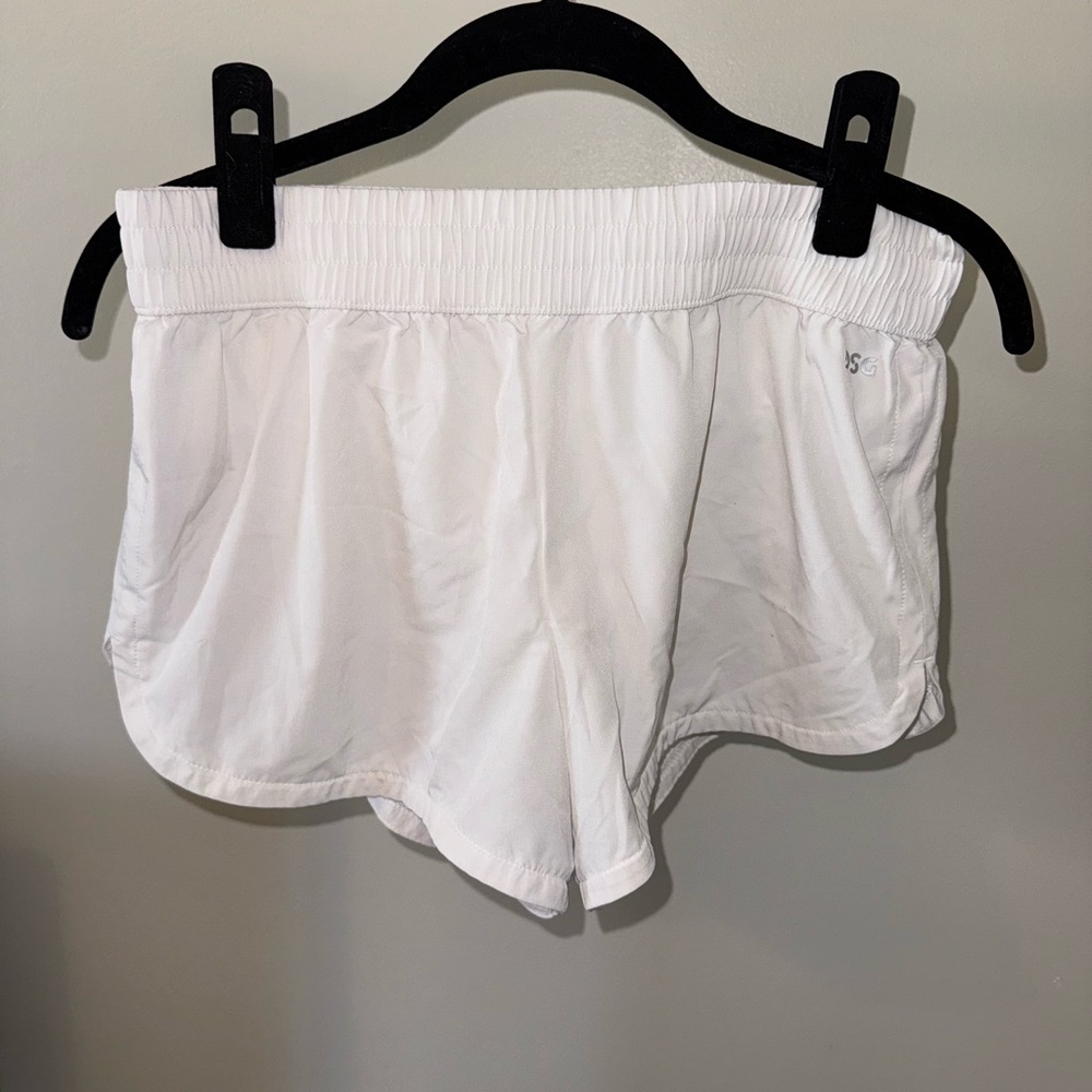 DSG white athletic shorts with built in under